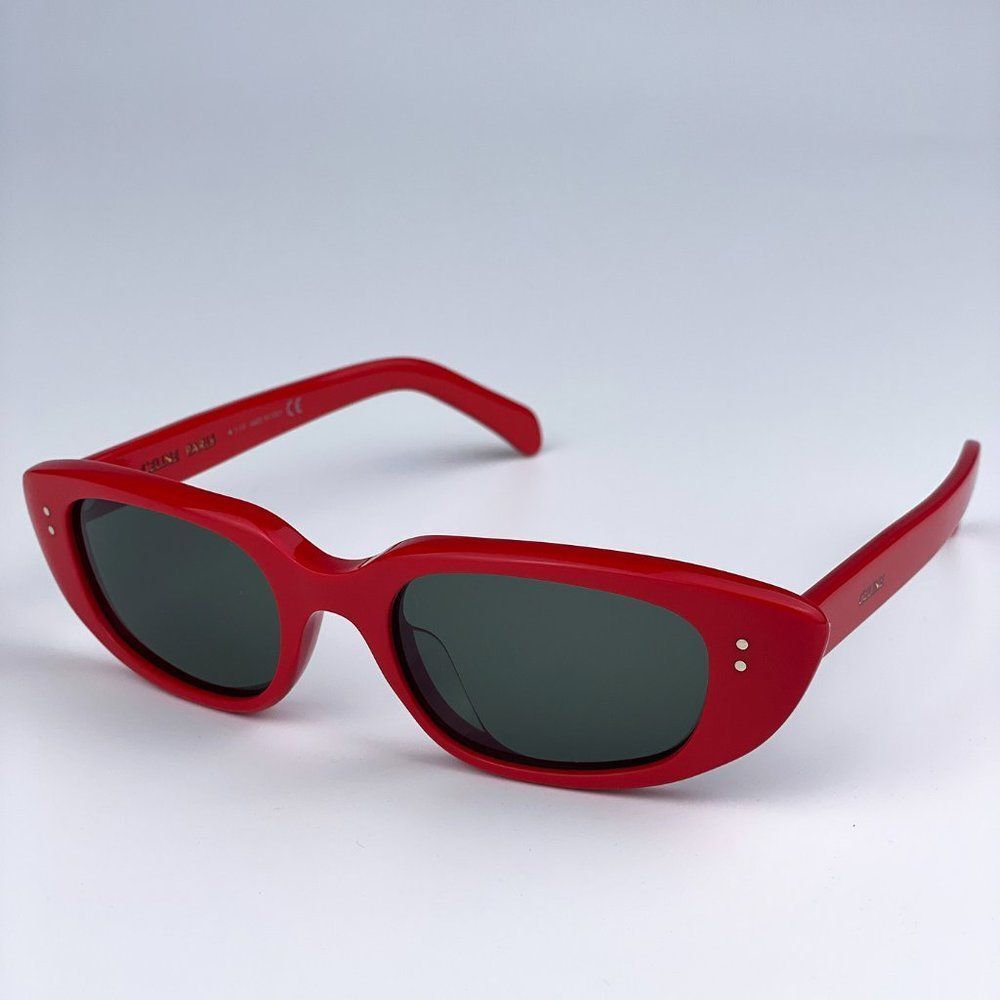 NEW Celine CL40095U 68N Shiny Red  Green Geometric Women Sunglasses - Picture 5 of 13